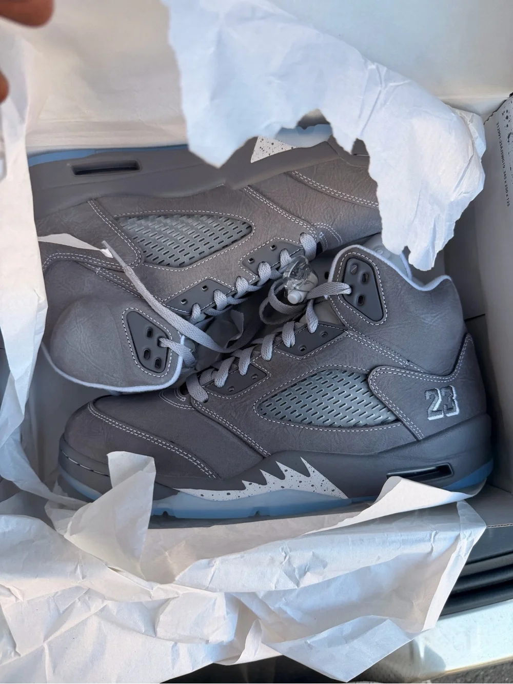 Air Jordan 5 Retro High Top Sneakers Wolf Grey